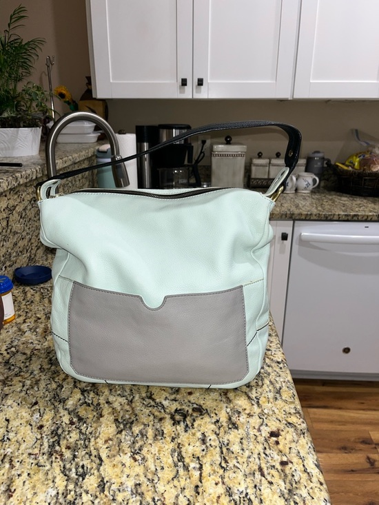 orYANY Handbags - EUC OrYany Adele sea foam green and gray pebbled leather hobo handbag